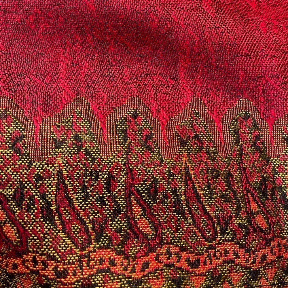 RED Pashmina Style Border Pattern Scarf/ Shawl NEW